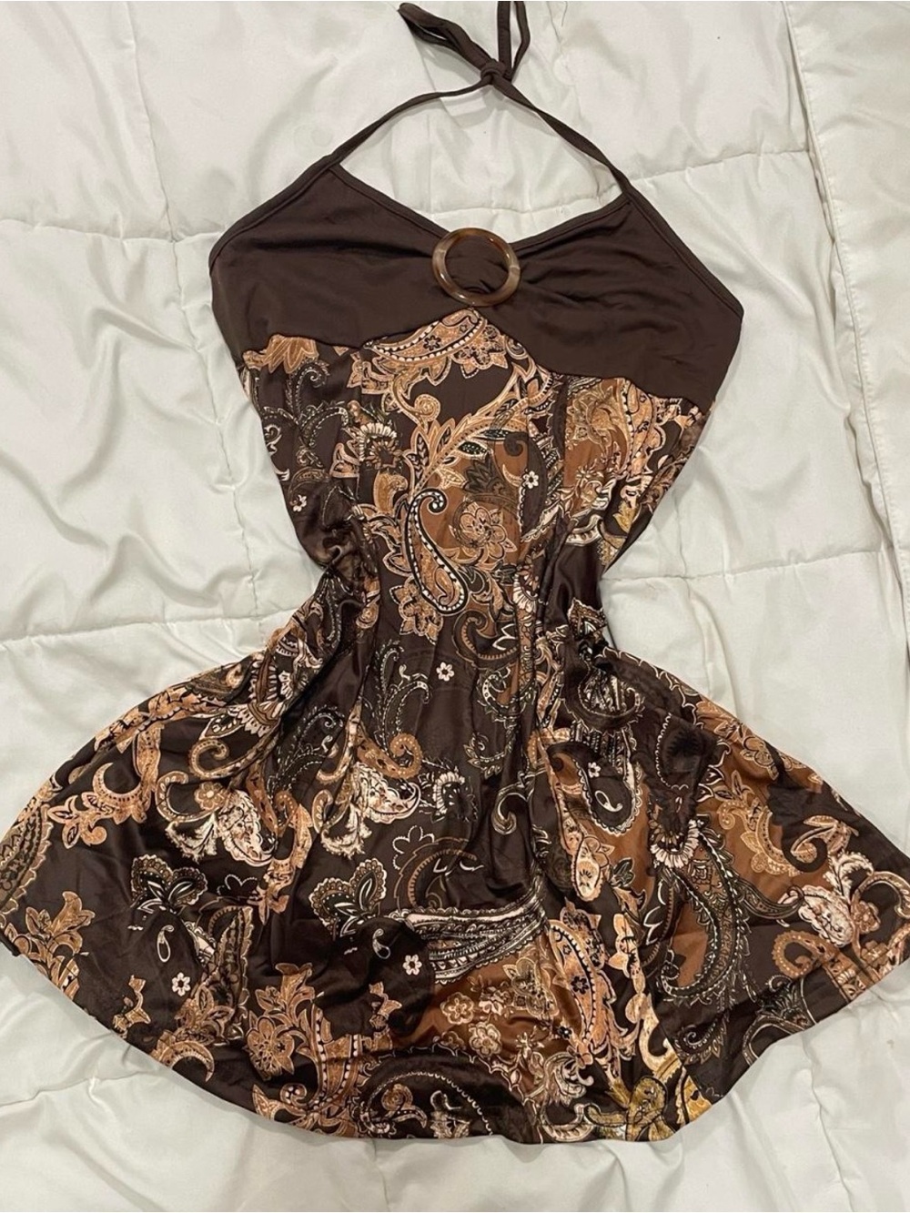 Y2K Brown Paisley Dress
